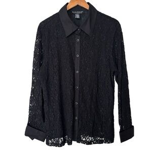 Floral Lace Button Up Top Size 1X Whimsygoth Dark Romantic Witchy